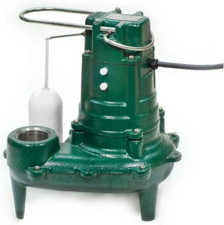 Zoeller 1HP cast iron submersible sewage pump with vertical float switch and side discharge